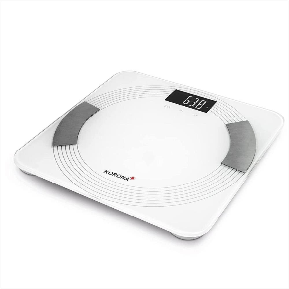 KORONA Körper-Analyse-Waage DEBBY Diagnosewaage Fitnesswaage Personenwaage Kalorien, Körperfett Körperwasser Muskelanteil digital weiß 180kg BMI