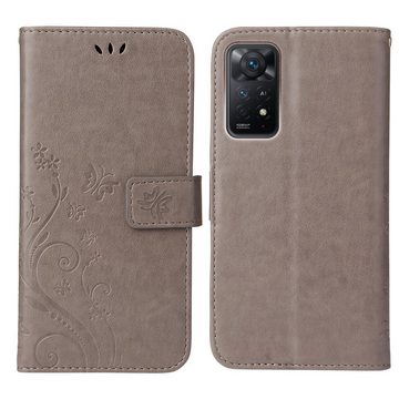 Tec-Expert Handyhülle Cover Tasche Hülle für Xiaomi Redmi Note 11 Pro, Klapphülle Case mit Kartenfach Fliphülle aufstellbar, Motiv Blumen