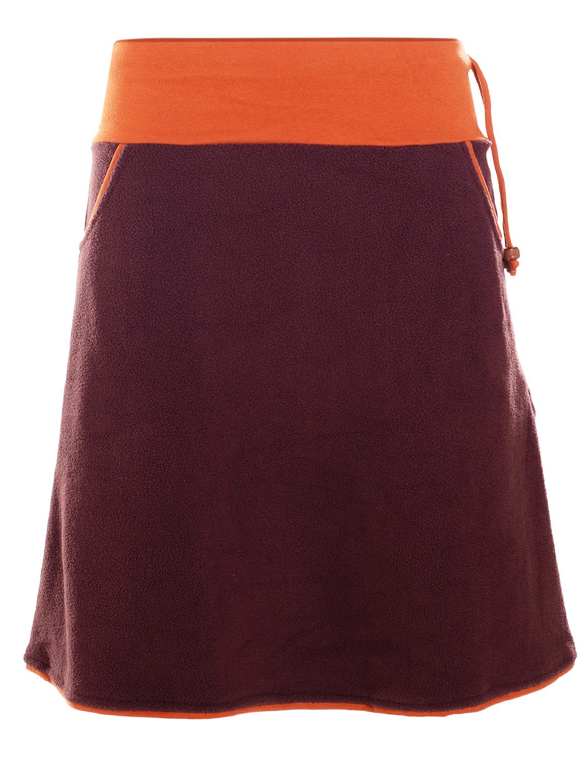 Vishes A-Linien-Rock Fleecerock Damen Knielang A-Linie Taschen Kontrastbund Warm Alternative Mode, Boho, Hippie, Ethno, Festival