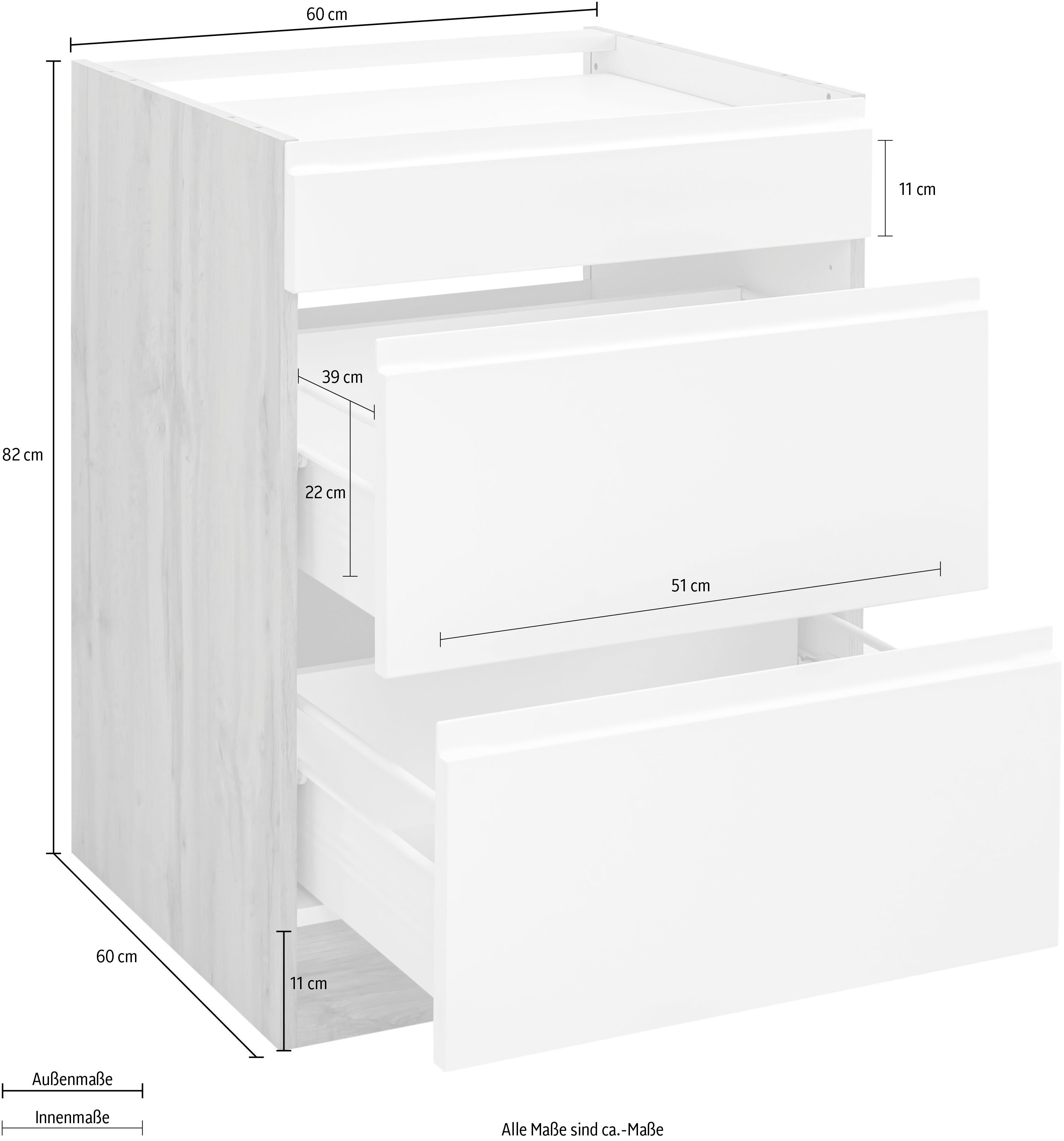 wotaneiche/weiß 60 Matt HELD breit, | Kochfeldumbauschrank hochwertige wotaneiche Umbauschrank Bruneck cm MDF-Fronten MÖBEL >>Bruneck<<