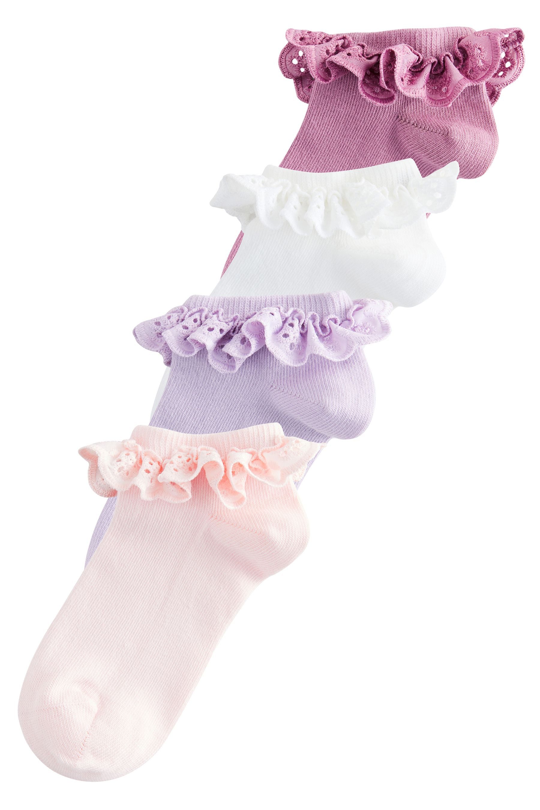 Basicsocken Sneakersocken mit Rüschen im 4er-Pack