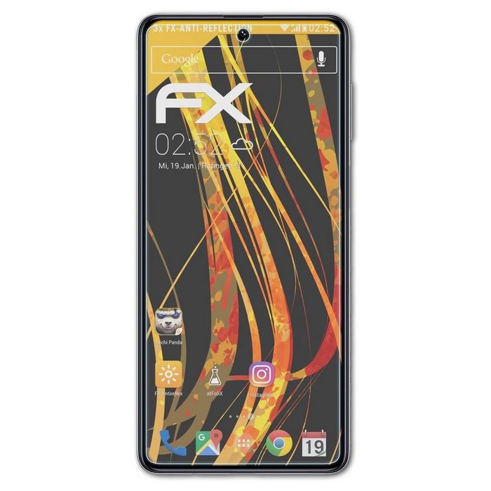 atFoliX Schutzfolie für Samsung Galaxy M51 (3 Folien) Entspiegelnd und stoßdämpfend