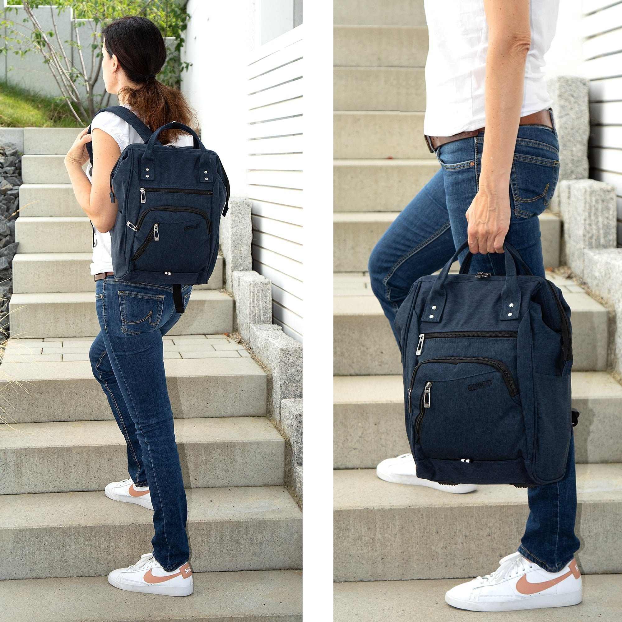 ELEPHANT Cityrucksack Finn 12830 Damenrucksack Rucksack, A4 Damen Handtasche Daypack Klappöffnung + Schlüsselbörse
