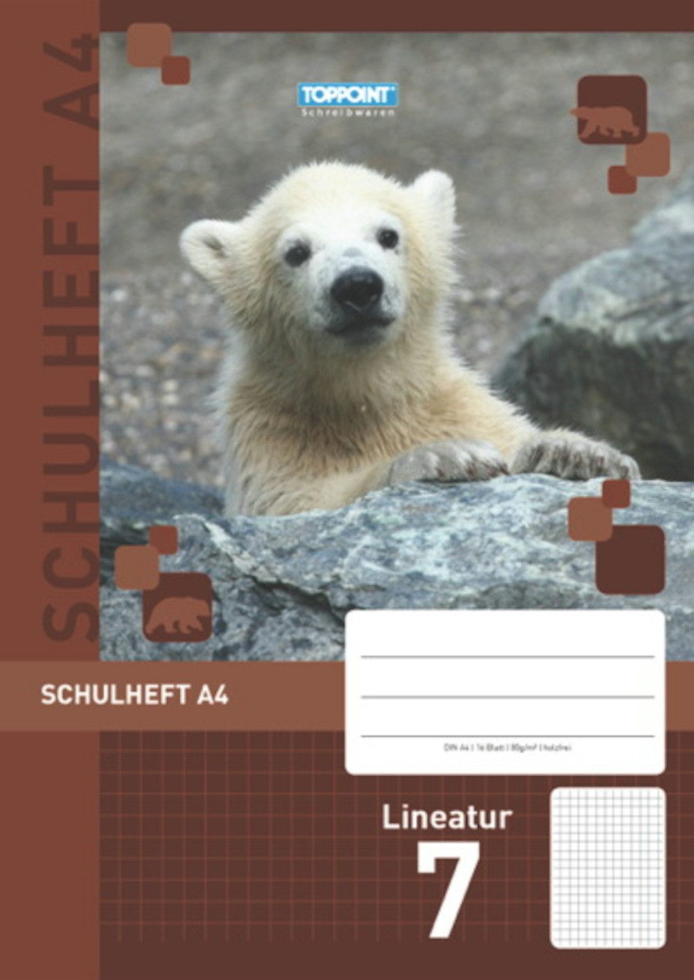 Schulheft Schulheft DIN A4 Lineatur 7 kariert 7mm ohne Rand