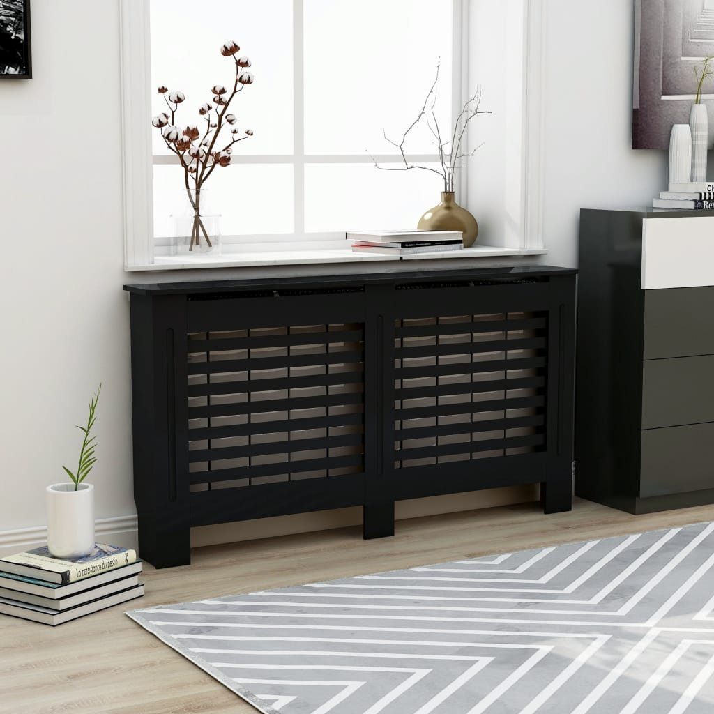 vidaXL Heizkörper Heizkörperverkleidung Schwarz 152x19x81,5 cm MDF