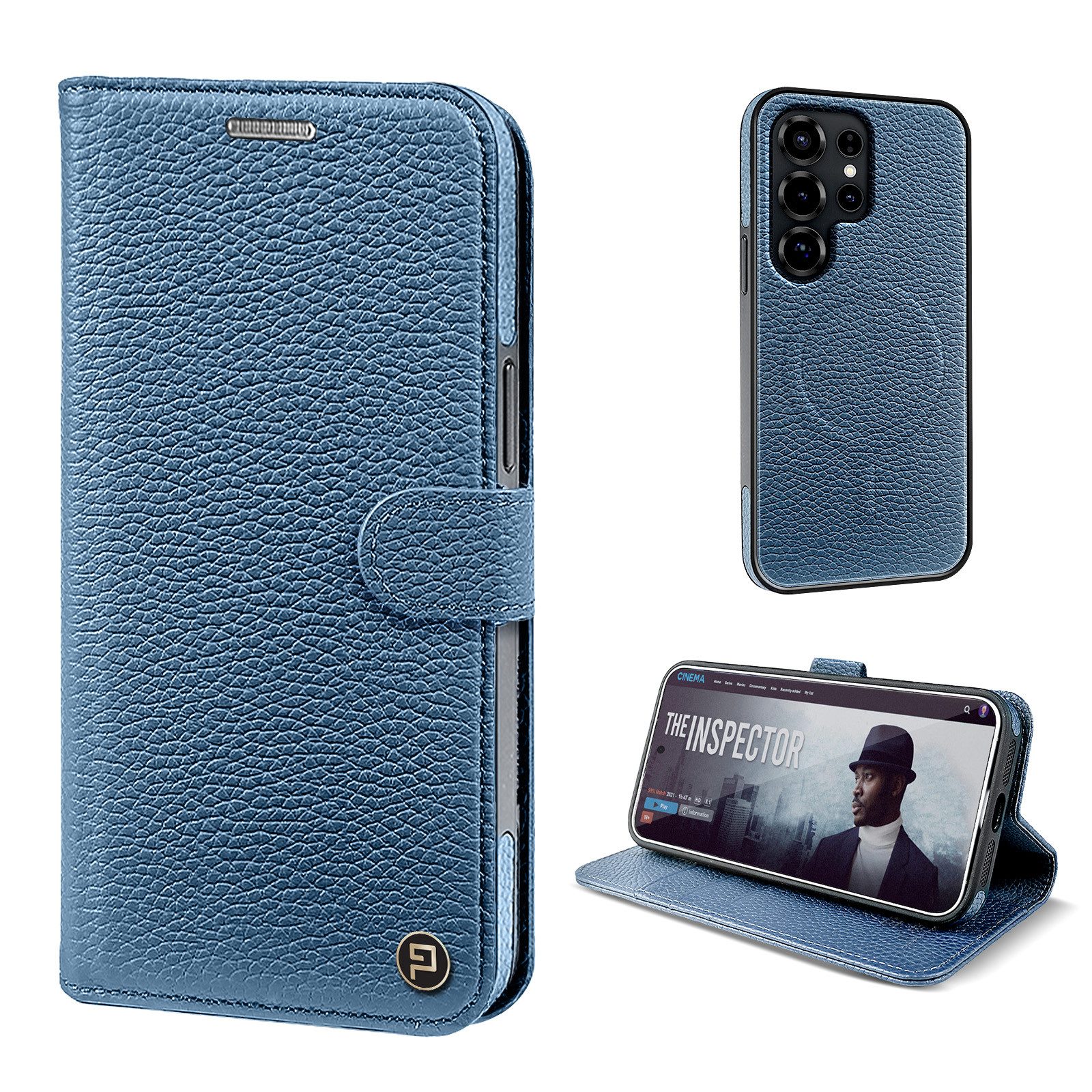 Tec-Expert Handyhülle Echtleder Hülle kompatibel mit MagSafe für Samsung Galaxy S25 Ultra 6.8 Zoll, 6.8", Cover Klapphülle Case mit Kartenfach RFID Schutz abnehmbarer Bumper