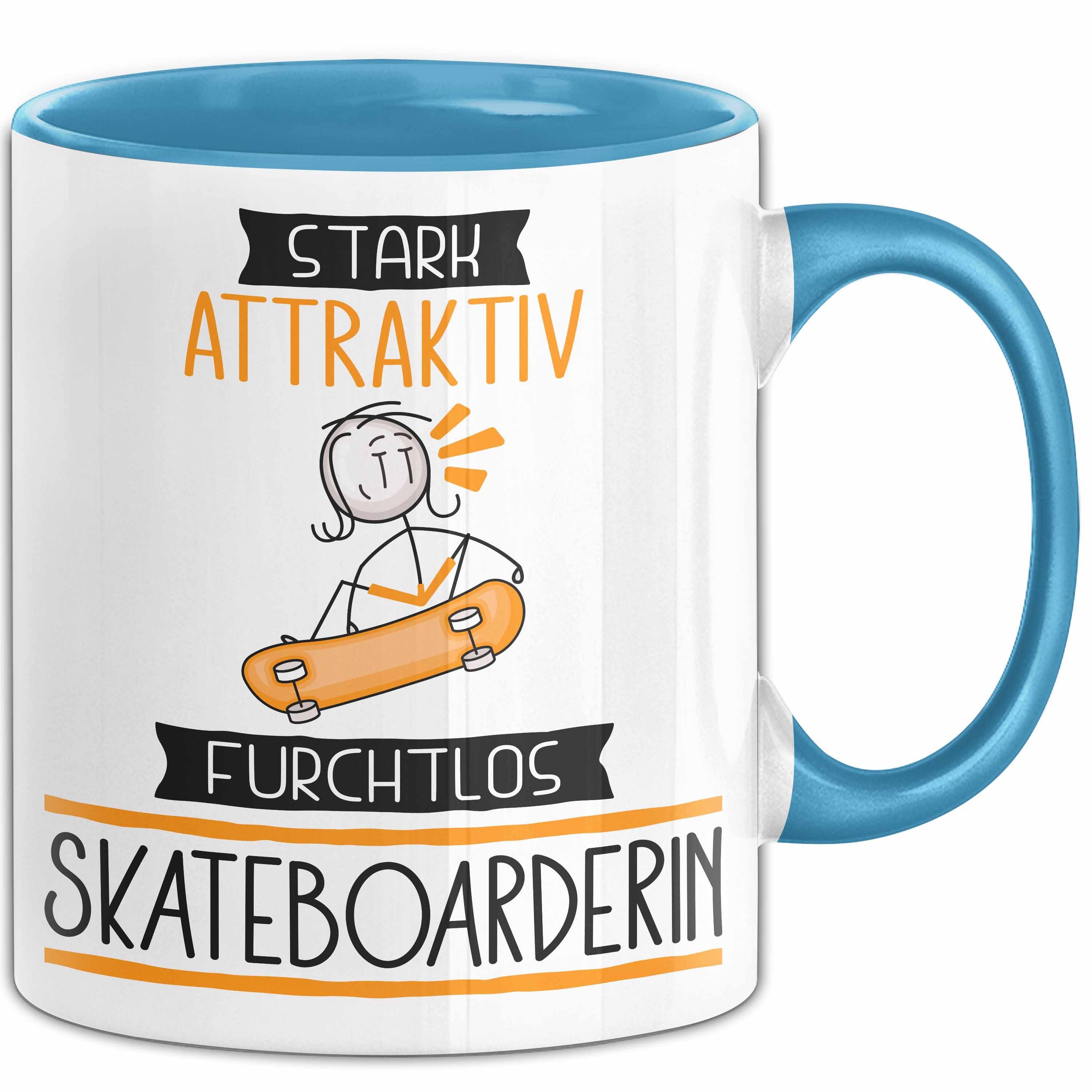 Trendation Tasse Skateboarderin Tasse Geschenk Becher Stark Attraktiv Furchtlos Skate