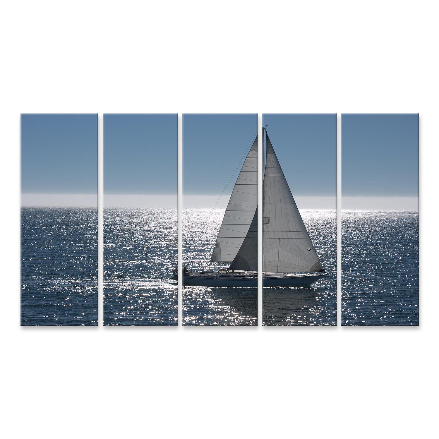 Leinwandbild Bild auf Leinwand Segelboot gleitet auf ruhiger See Wandbild Poster Ku