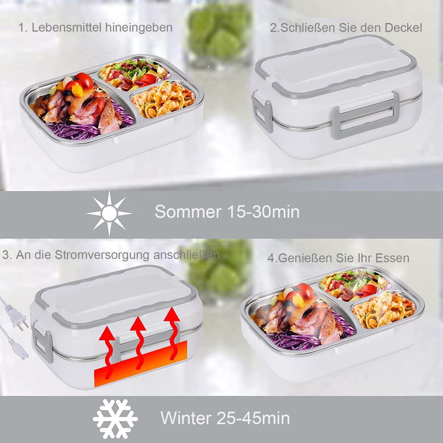Aoucheni Elektrische Lunchbox Elektrische Tragbarer Zuhause Lunchbox Auto & Warmhaltebehälter Für