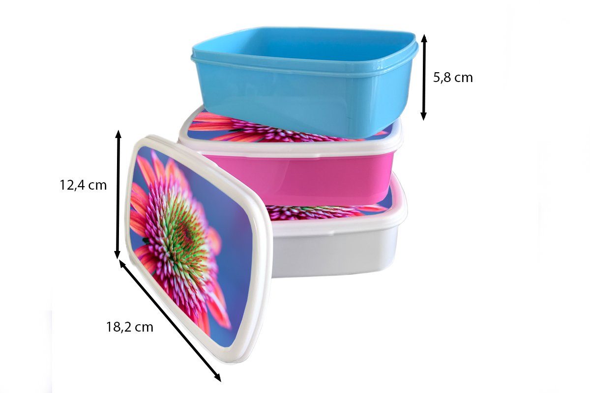 MuchoWow Lunchbox Blumen - Brotbox - Mädchen, Hell, (2-tlg), Brotdose Rosa Kunststoff Kinder, Kunststoff, Snackbox, Erwachsene, für