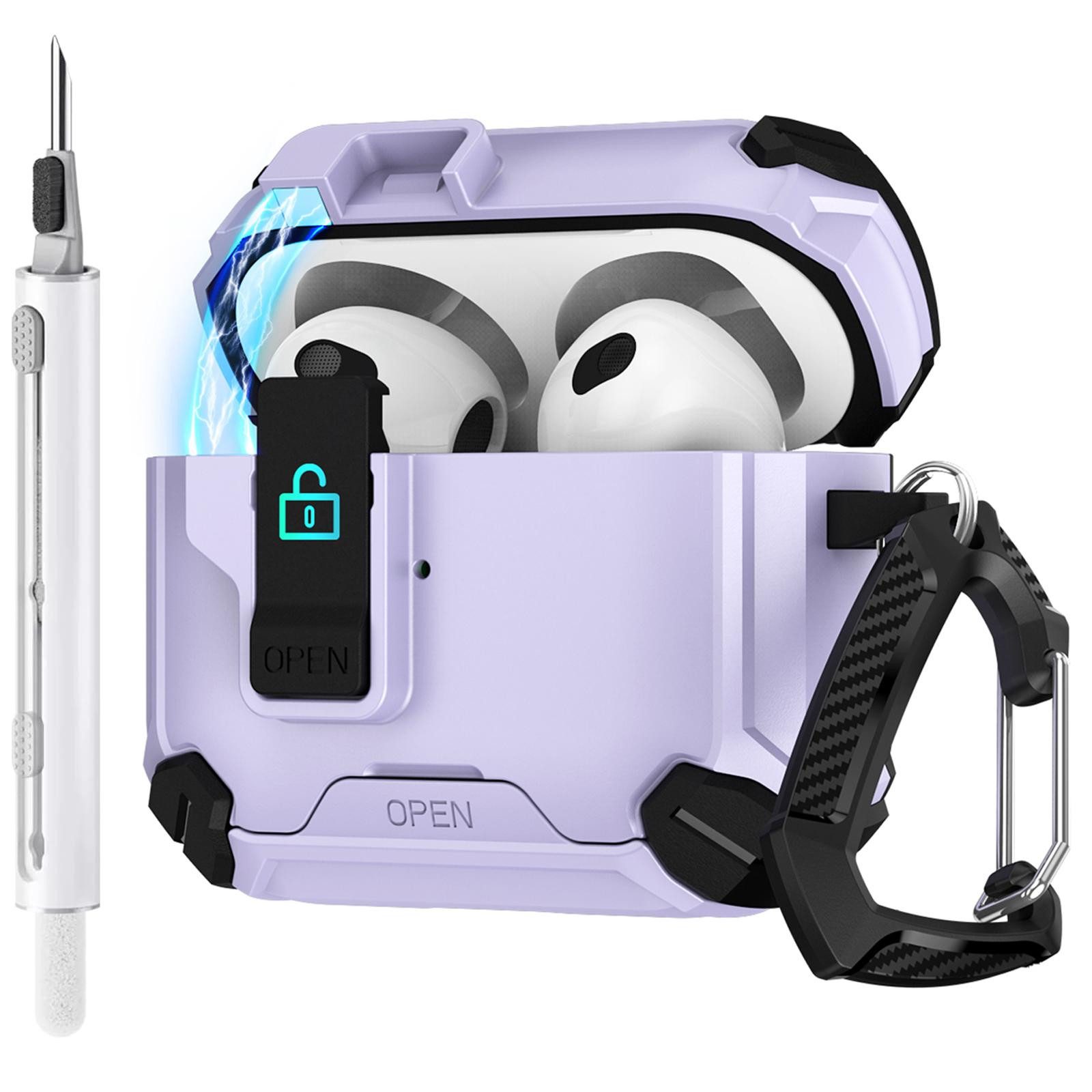 CoolGadget Kopfhörer-Schutzhülle für Apple AirPods 4 Kunststoff, Stoßfest Ständer Clip Karabiner MagSafe Case Schutz Cover