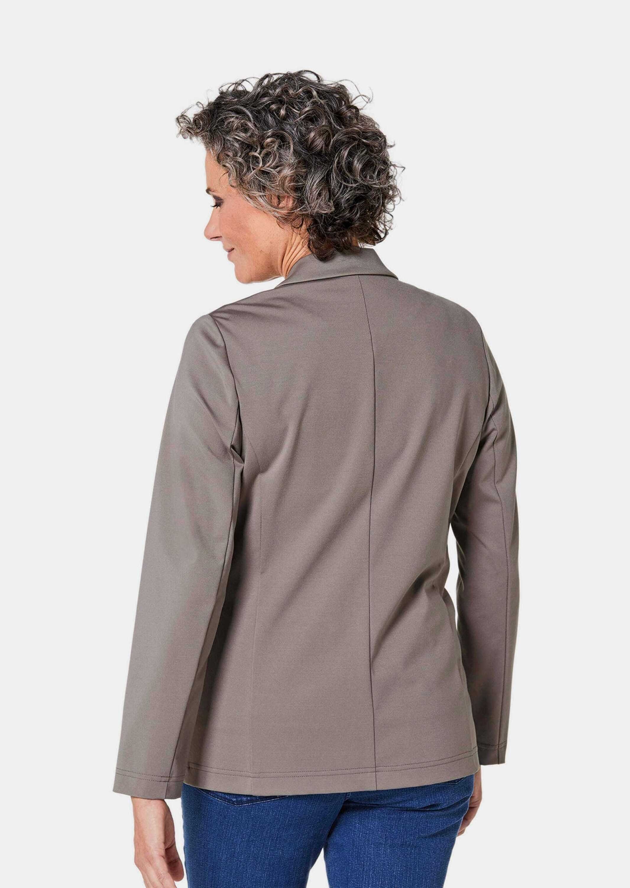 GOLDNER Jerseyblazer Damenblazer mit Reverskragen und Paspeltaschen Knitterfreie Businessjacke in Uni