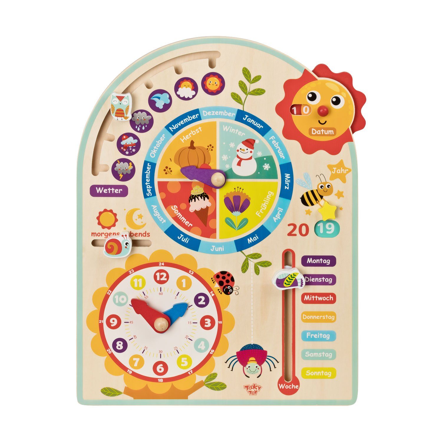 Puzzle Tooky Toy Kalenderuhr Jahresuhr - Kinder-Spielzeug Holz-Spielzeug Lern-Spielzeug, Puzzleteile