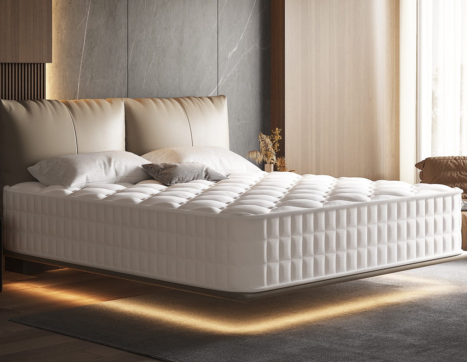 Boxspringmatratze Taschenfederkernmatratze Matratze H3, 7-Zone Federkernmatratze, Hiazurm, 22 cm hoch, (Atmungsaktiv, Orthopädische, mit Spannbettlaken, Qualitätsmatratzen Für Kinder und Erwachsene), Matratze 140x200 cm