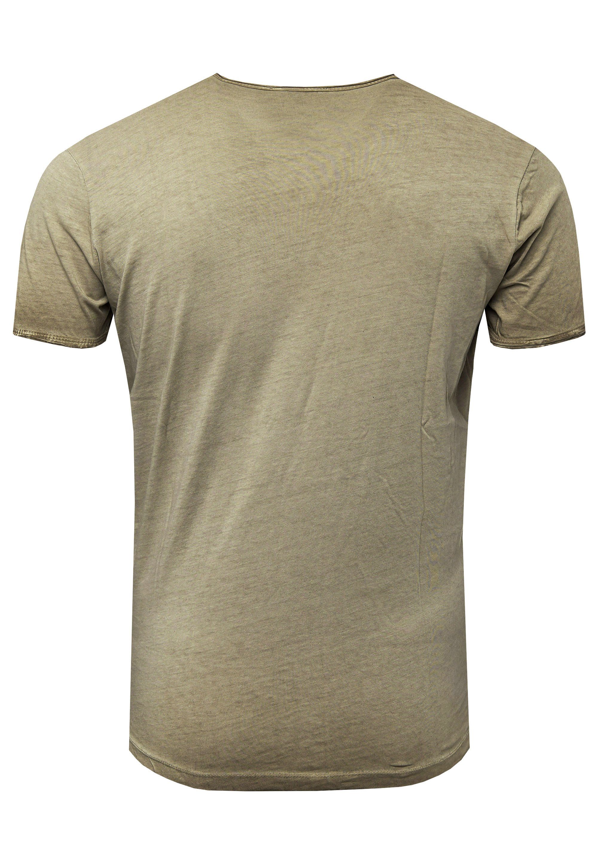 khaki mit Rusty T-Shirt seitlichem Print Neal
