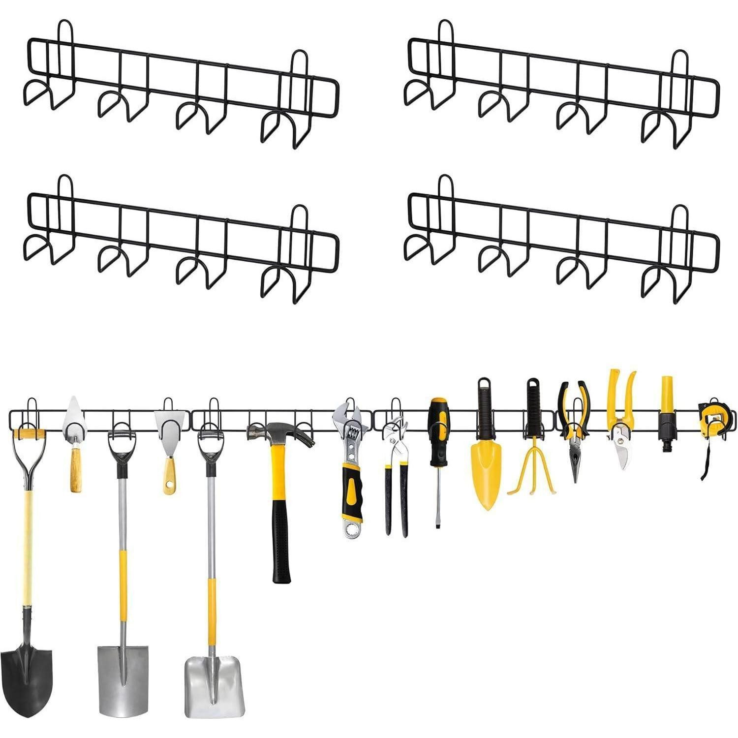 LuxusKollektion Werkzeughalter Gartengerätehalter 4er Set Metall Wandhalterung verstellbar schwarz