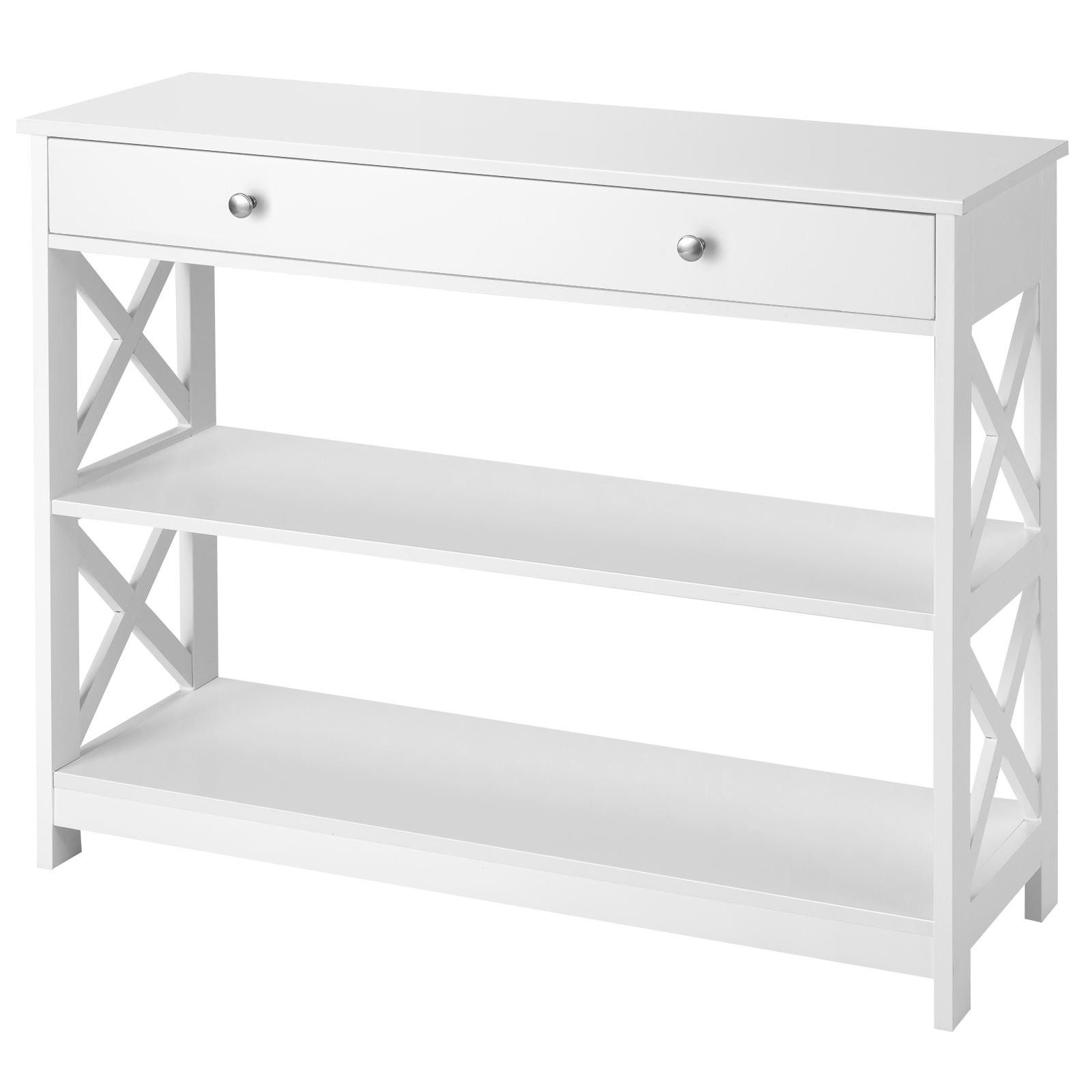 KOMFOTTEU Konsolentisch Eingangstisch, mit Schublade und 2 Ablagen, 100 x 30 x 80 cm