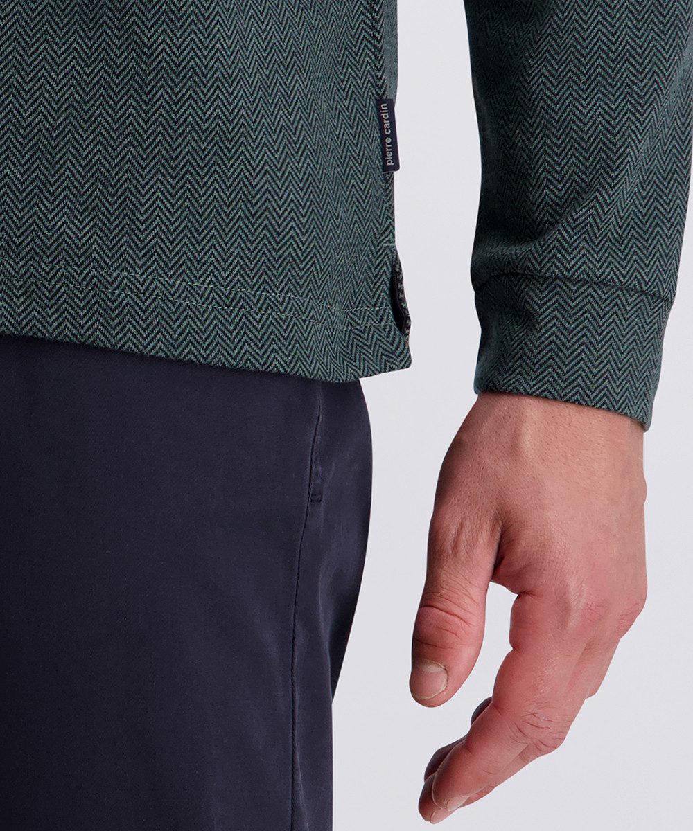 Pierre Cardin Langarm-Poloshirt mit Fischgratmuster günstig online kaufen