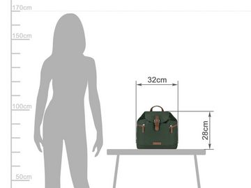 Greenburry Freizeitrucksack "Heidi" leichter Nylonrucksack, Rucksack 32x28cm, kleiner Damenrucksack Cityrucksack klein, grün