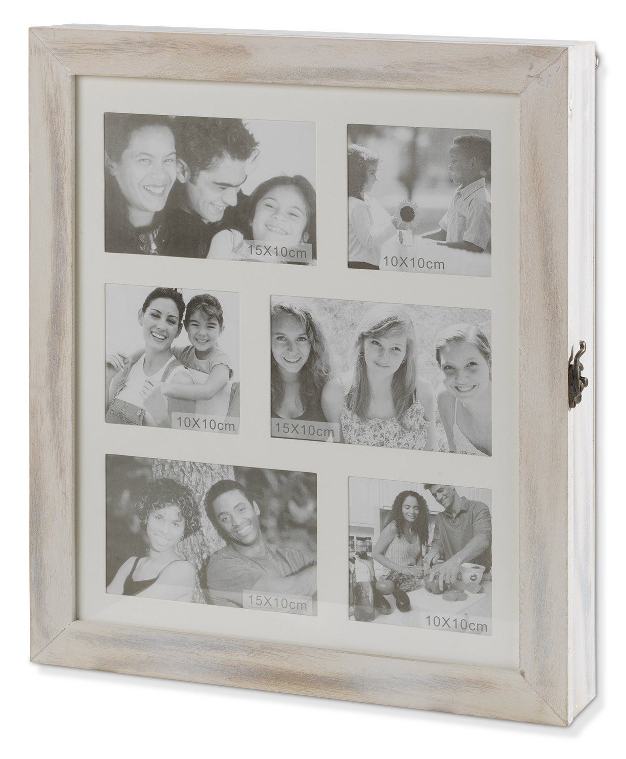 Schlüsselkasten FRIENDS, Weiß, Holz, Breite 35 cm, 18 Haken, mit Bilderrahm günstig online kaufen