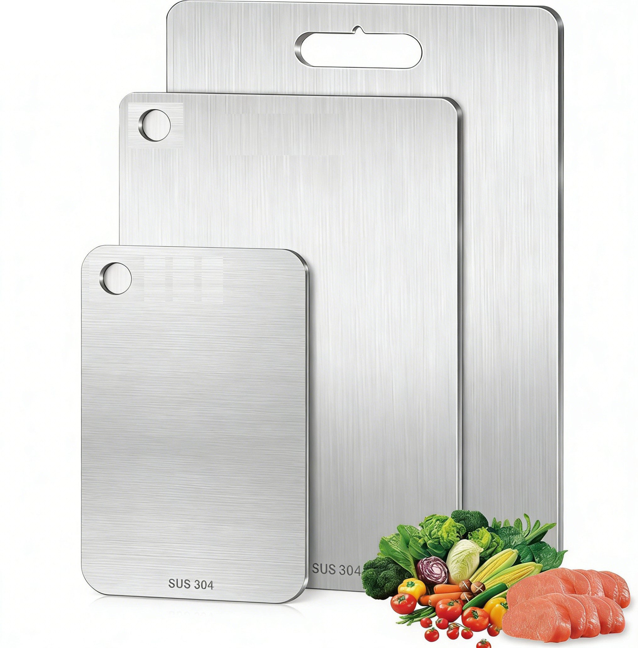 Agger Schneidebrett Edelstahl itanium Schneidebrett Doppelseitig, Leicht zu Reinigen, (3-St)