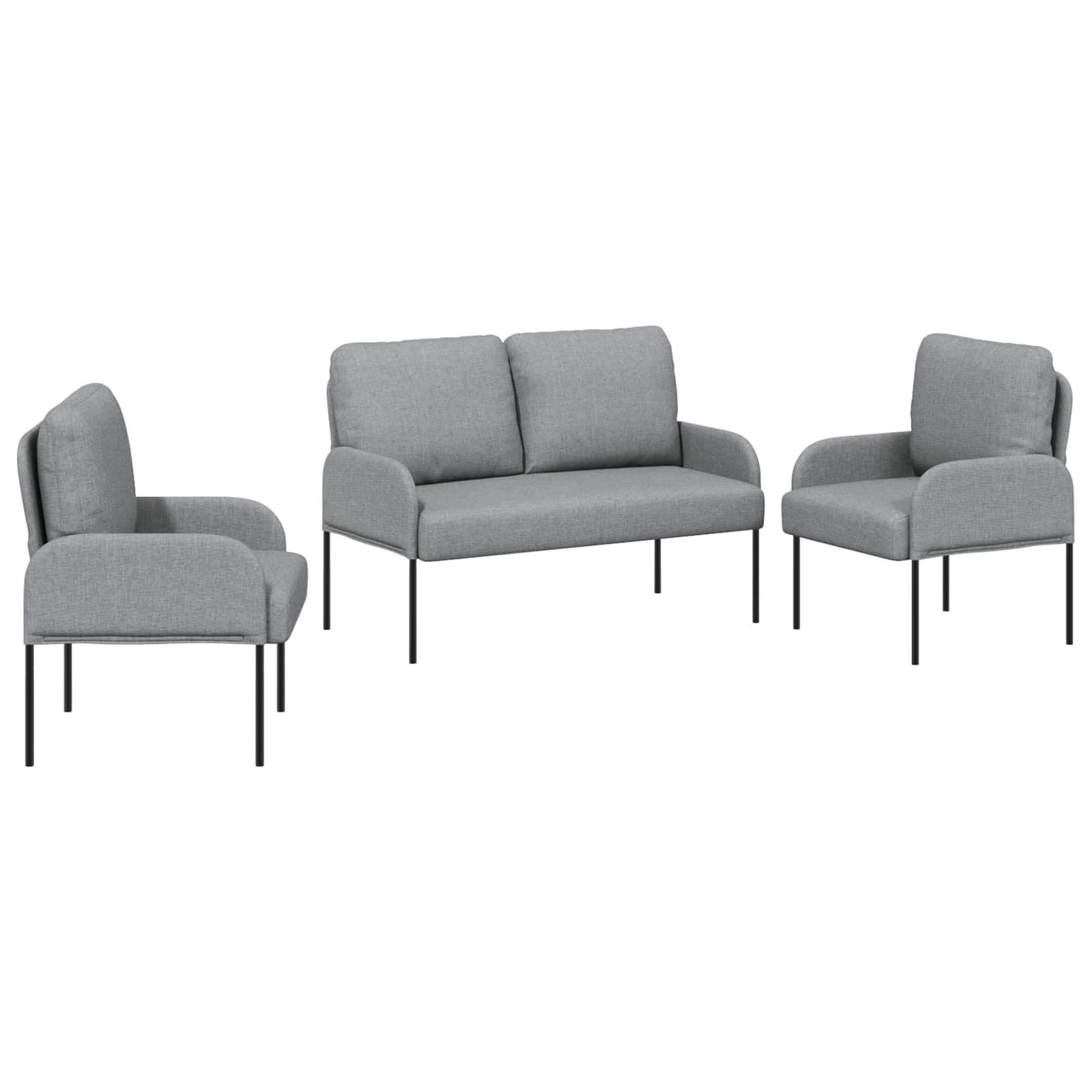 vidaXL Sofa Sofagarnituren 3 pcs Hellgrau 115 x 56 x 80 cm Sperrholz, 3 Teile