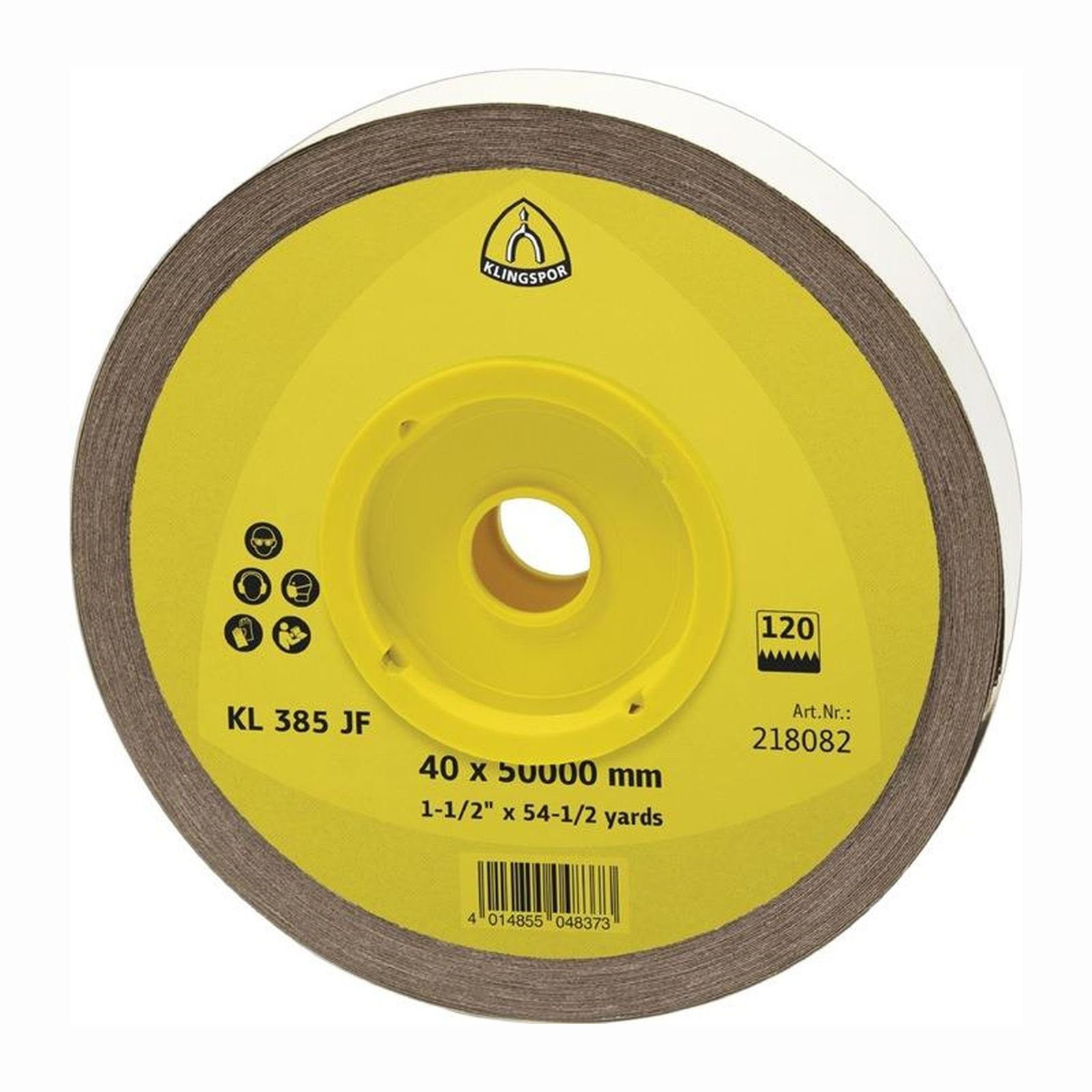 Klingspor Schleifaufsatz KLINGSPOR Schleifgeweberolle KL 385 JF 50 m x 50 mm Körnung 120 ...