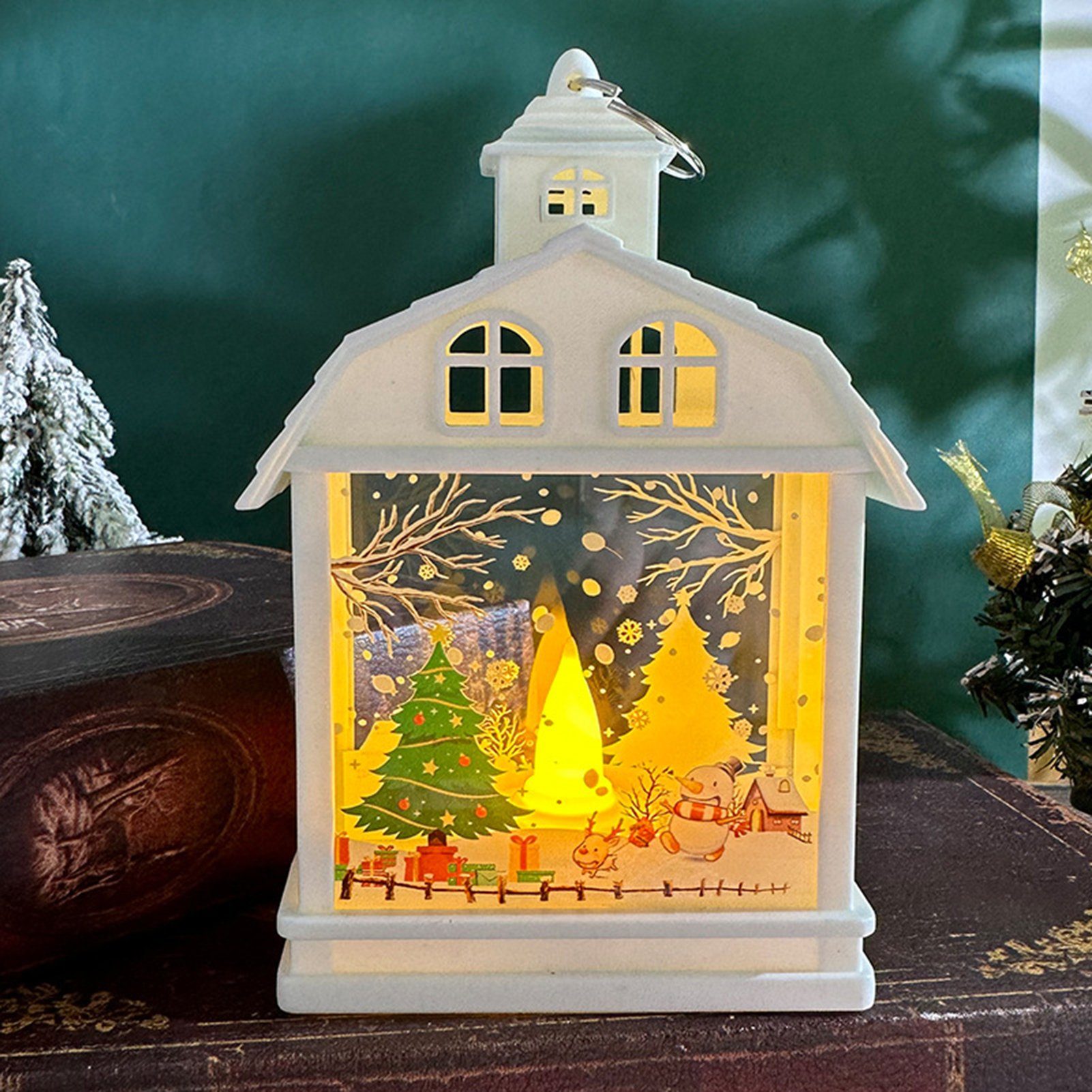 Weihnachtsmann weiß Retro Requisiten, tragbares Weihnachtsbaum, Elch kreative Fenster LED Schmücken Muster Nachtlicht Ornament Schneemann Rutaqian Nachtlicht Weihnachtslaternen
