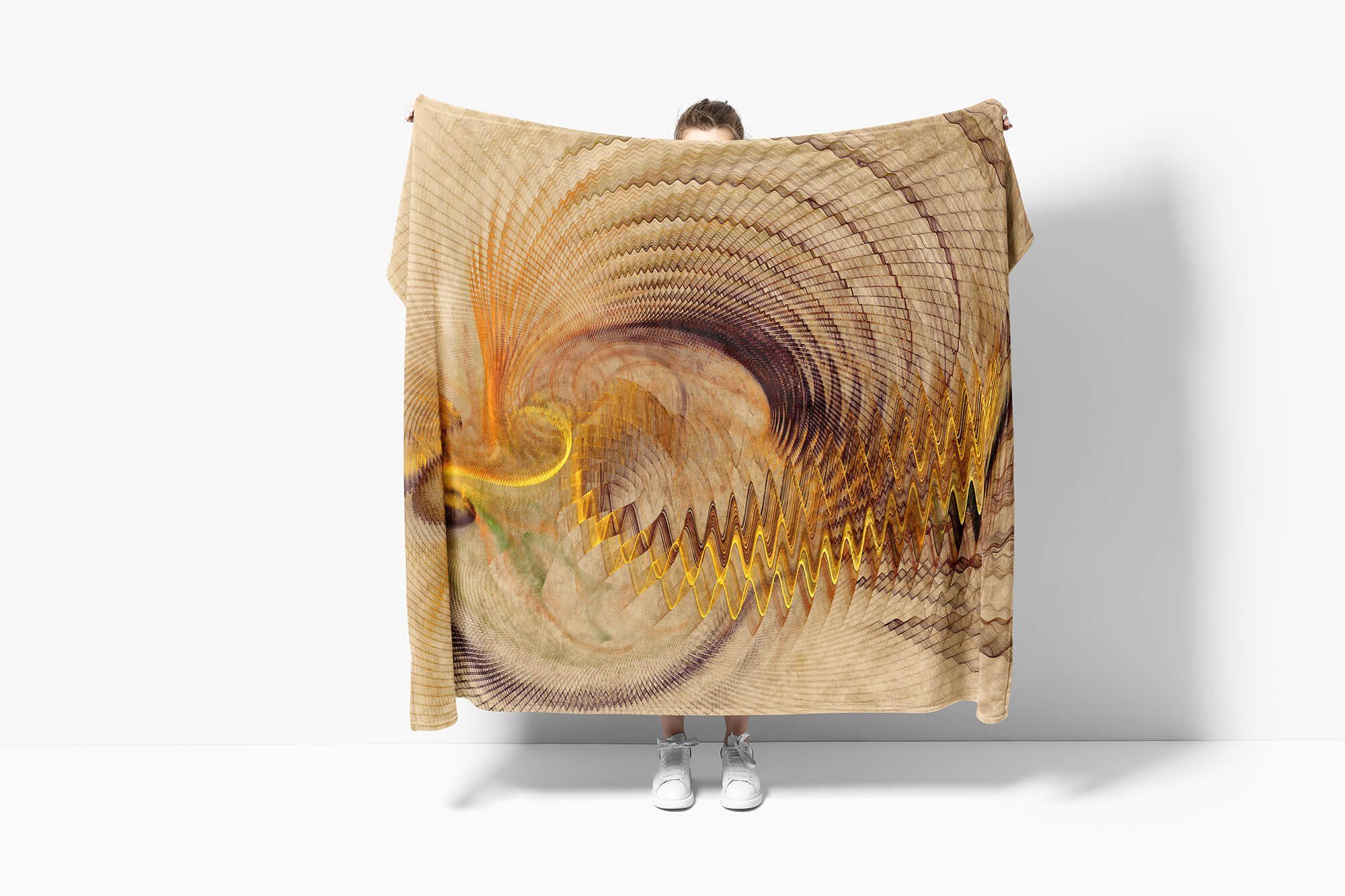mit Handtuch Enigma Baumwolle-Polyester-Mix Handtücher (1-St), abstrakten Strandhandtuch Sinus Handtuch Motiv, Art Kuscheldecke Saunatuch