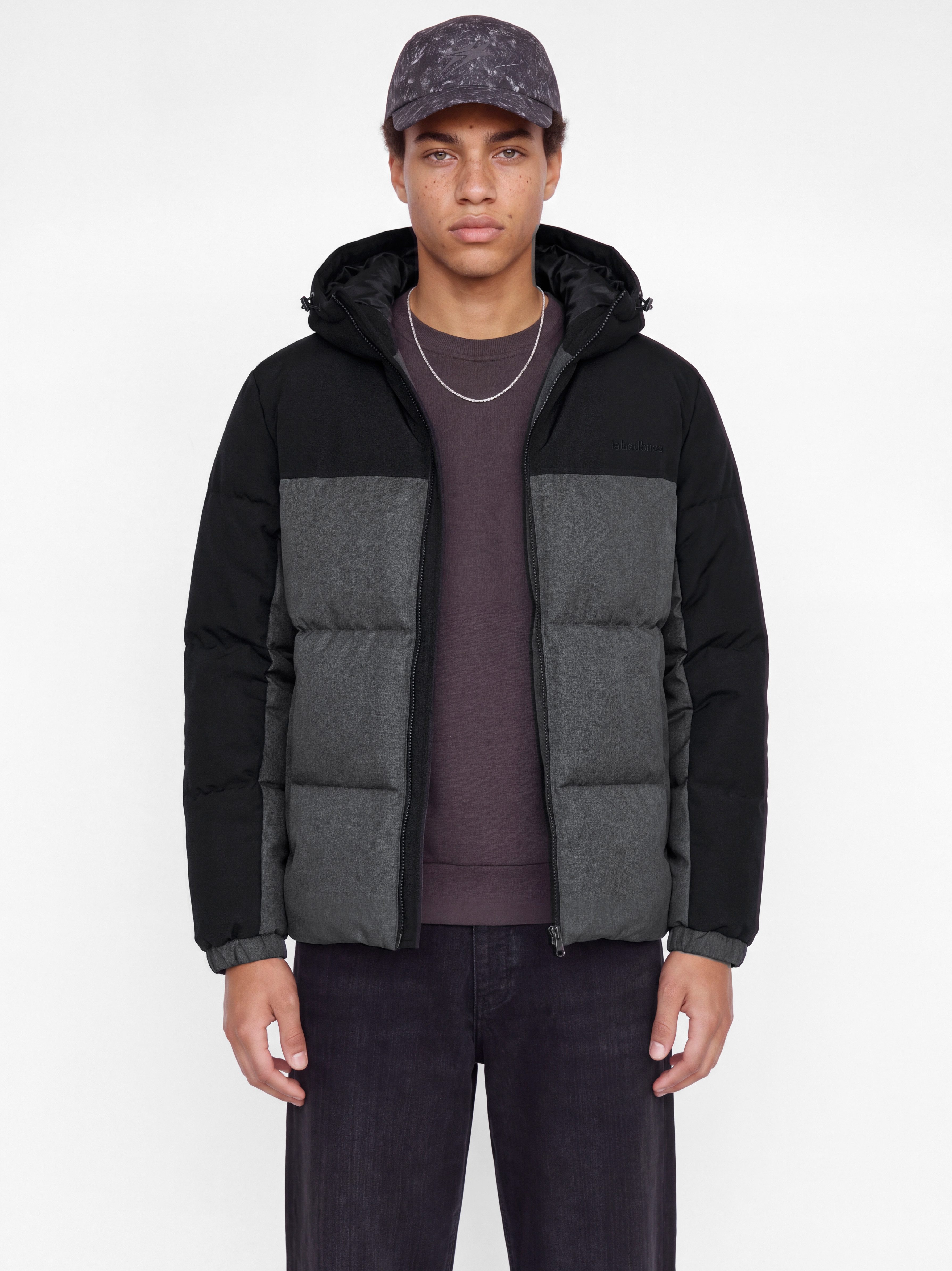 Jack & Jones Steppjacke JJOXFORD MELANGE PUFFER JACKET HOOD Kunstfaser, regular fit