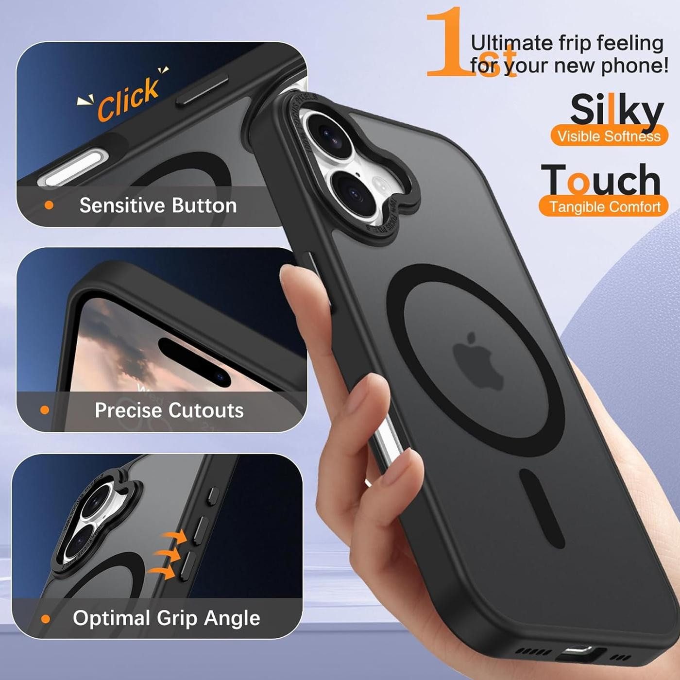 CoolGadget Handyhülle Magnet Hülle für iPhone 17 Schutzhülle mit Metall Kamerarahmen 6,3 Zoll, magnetisches Schutzcase Matt Stoßfest kompatibel mit Magsafe Zube – Bild 4 von 5