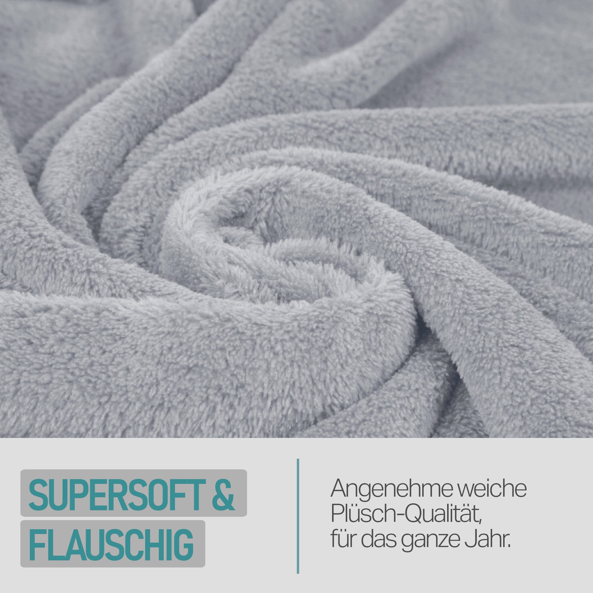 Wohndecke mit Ärmeln 130x180 cm, Bestlivings, 100% plüschiger Polyester, waschbar bei 30°C, trocknergeeignet