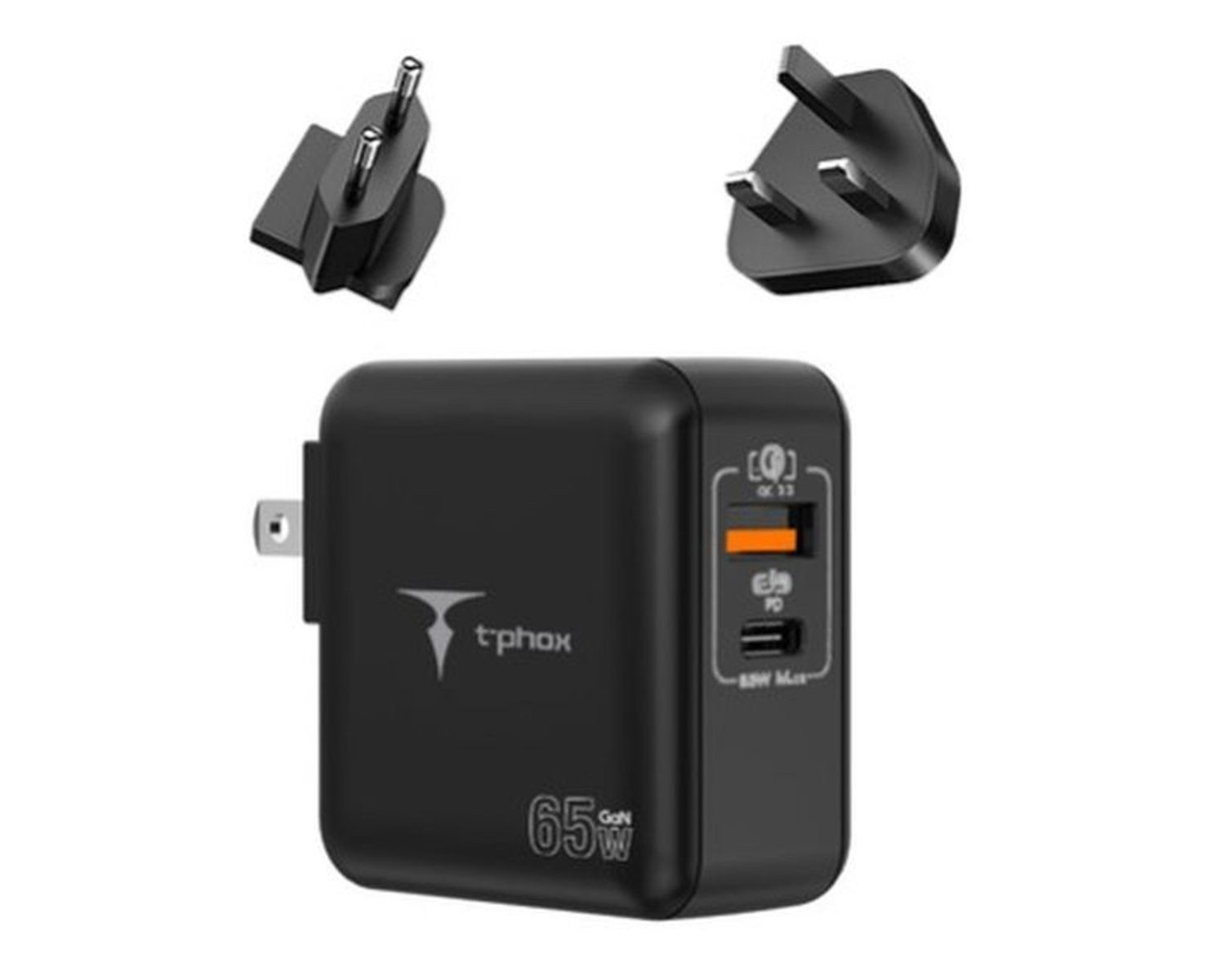 Wisam Wandladegerät T-Phox Mega T-PP09 GaN PD 65W USB/USB-C Schwarz Smartphone-Ladegerät