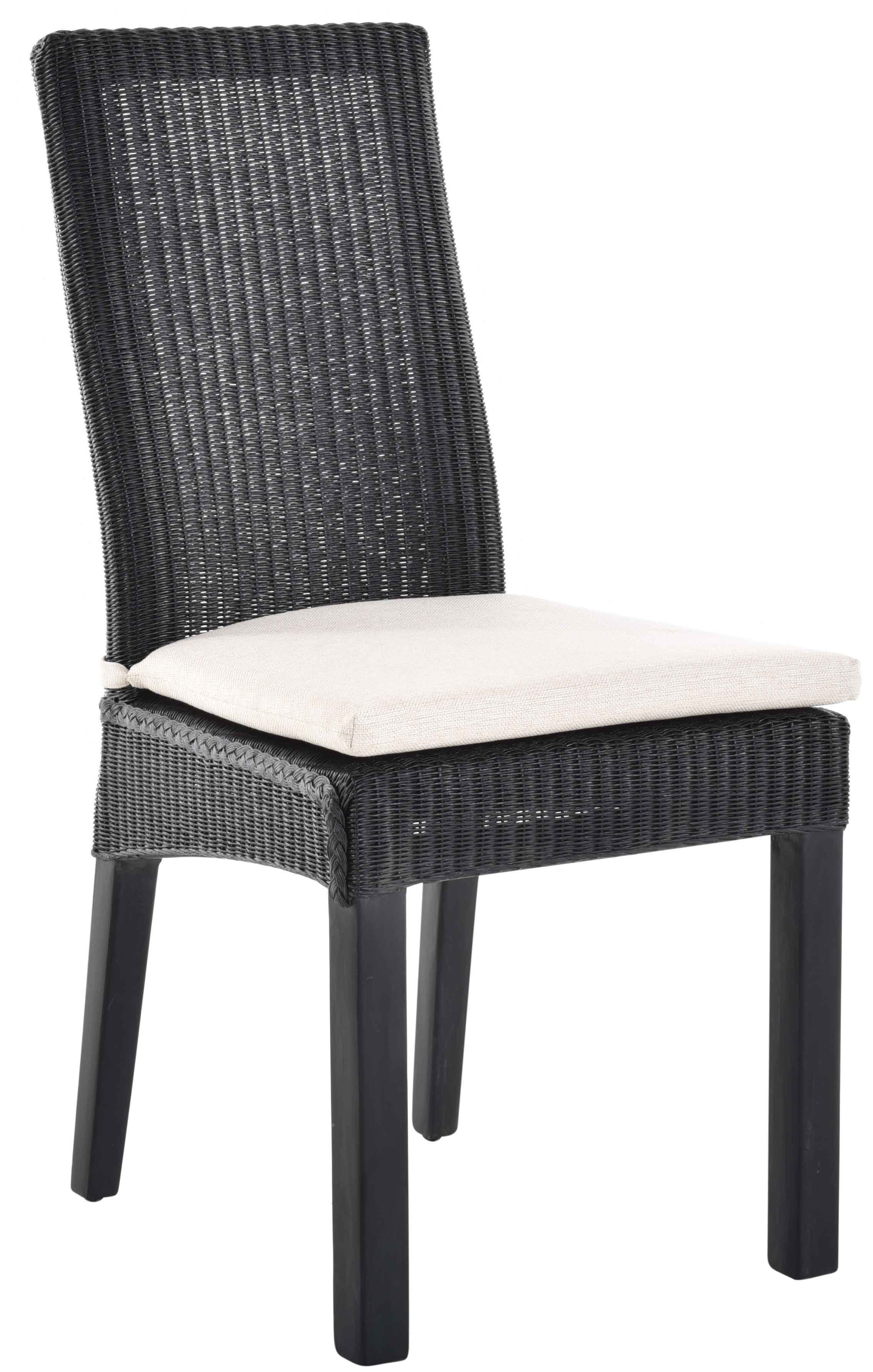 Holzrahmen Loom-Stuhl mit Schwarz Esszimmer Kissen Home Esszimmerstuhl Esszimmerstuhl Küchenstuhl Krines