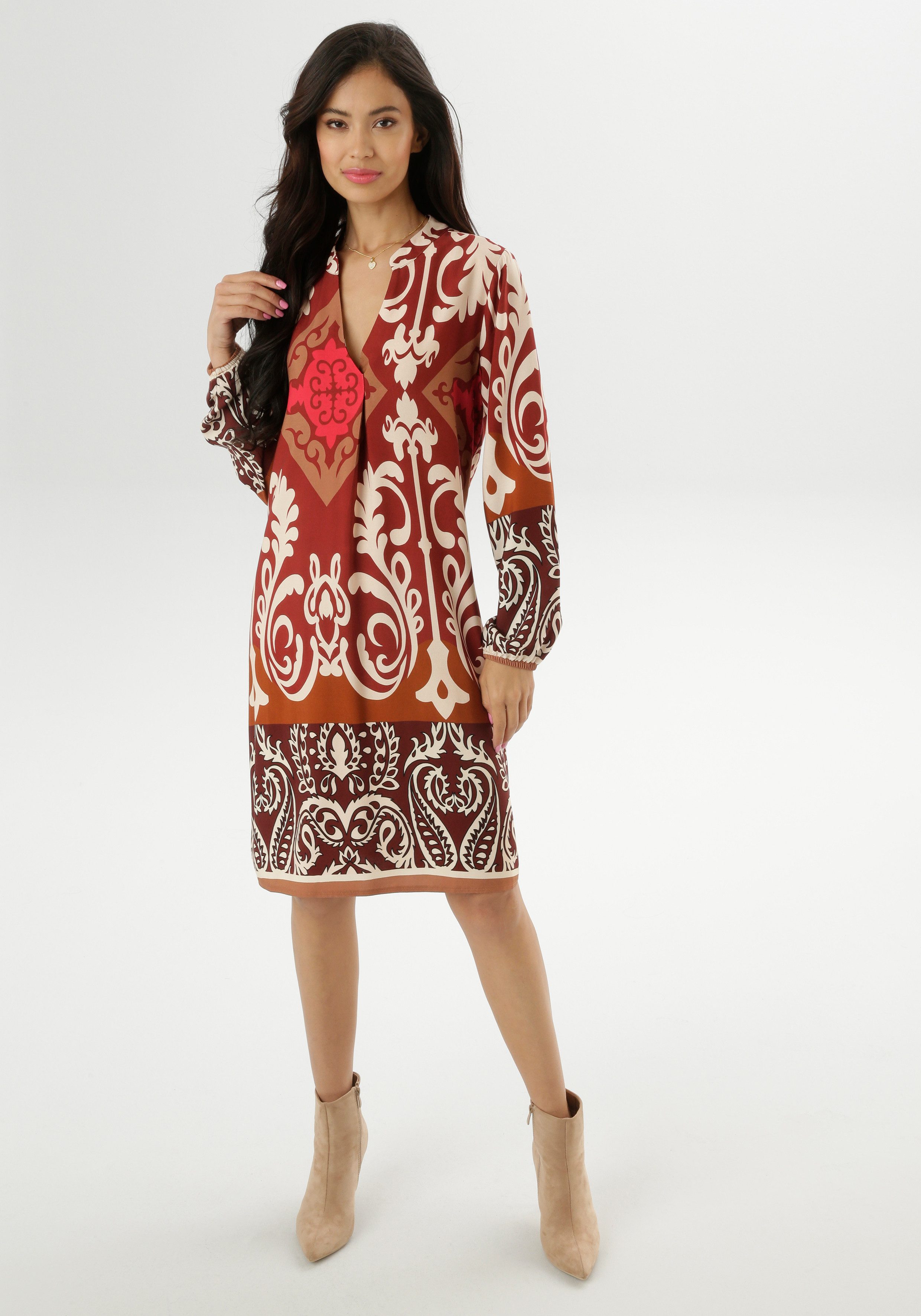 Aniston SELECTED Blusenkleid mit Ornament-Druck Allover günstig online kaufen