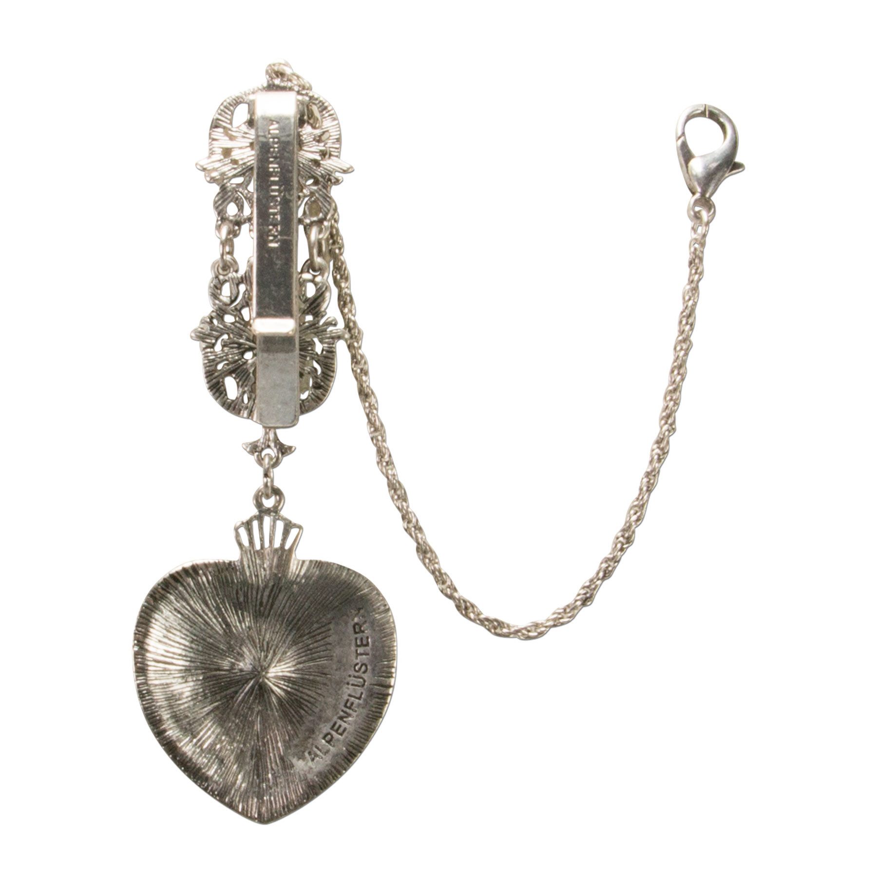 Alpenflüstern Kette mit Anhänger Dirndl-Schürzenstecker Herz (antik-silber-farben) – Bild 3 von 4