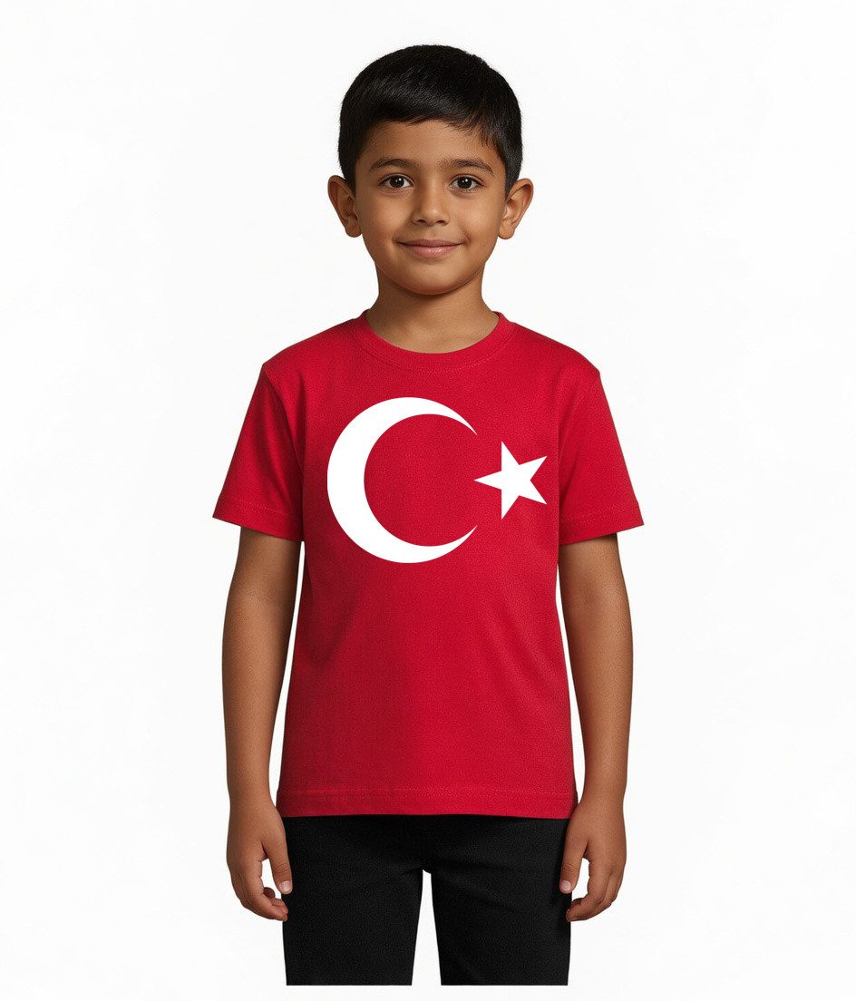 Blondie & Brownie T-Shirt TürkeiFull Kinder T-Shirt Flaggen Print Baumwolle Freizeit (Einzelstück, Einzelartikel) TürkeiFull_K_Tee Kinder Länder Motivshirt