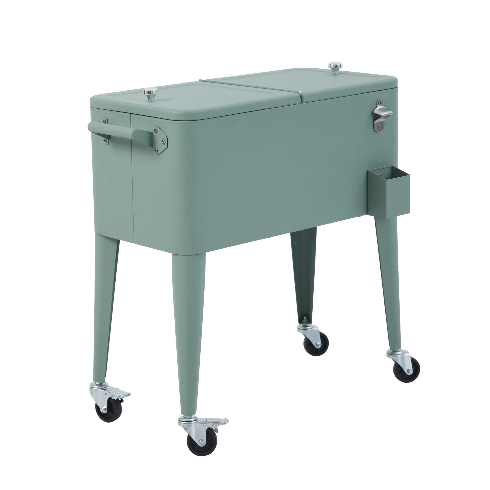 Barths Kühlbox Barths Icy – Kühlbox in Grün für Garten, Camping & Ausflüge, Rollbare Kühlbox mit Flaschenöffner für Garten & Camping