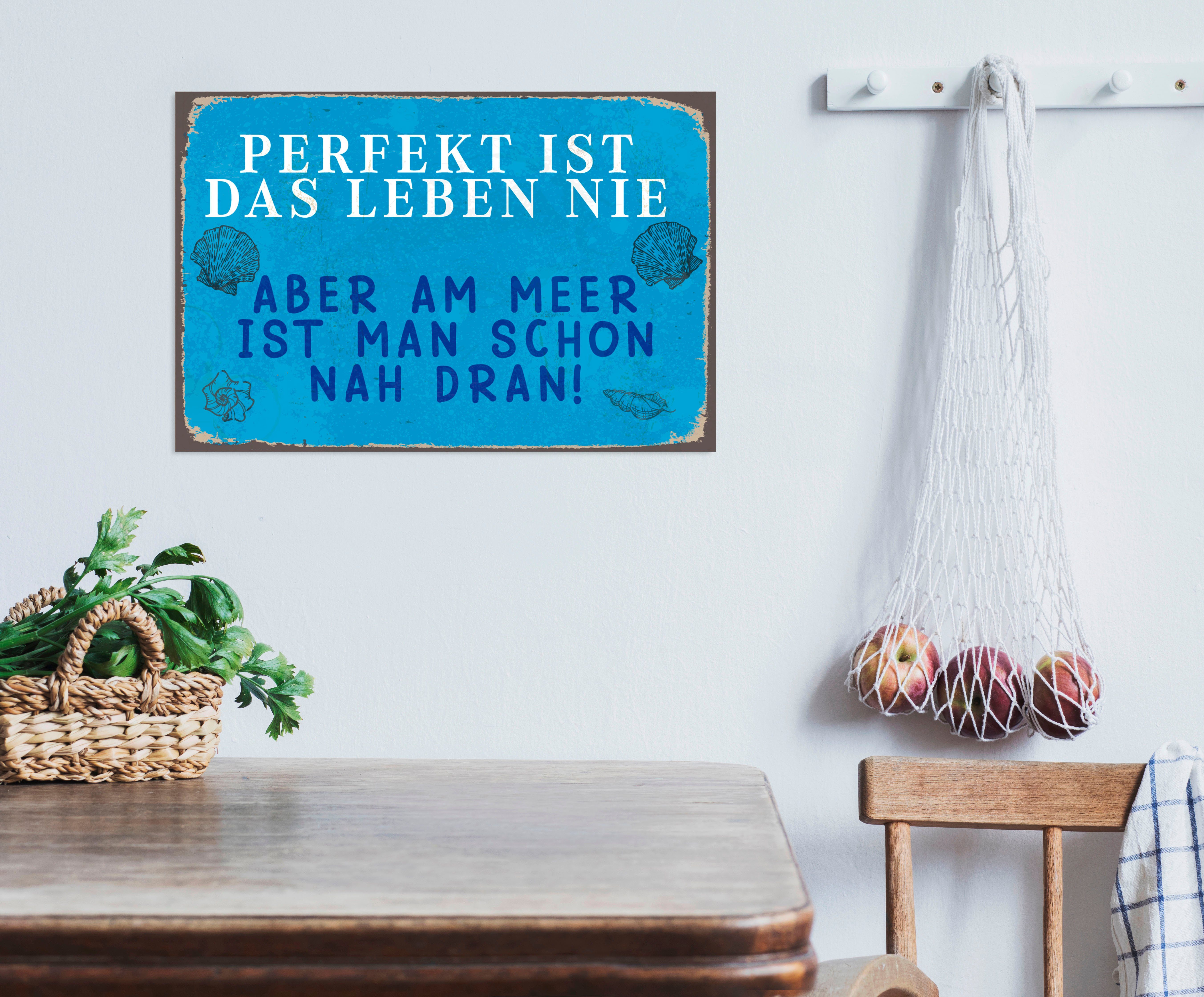 queence Metallbild Perfekt, Küste, Schriftzug, Schriftzüge (1 St), Stahlschilder