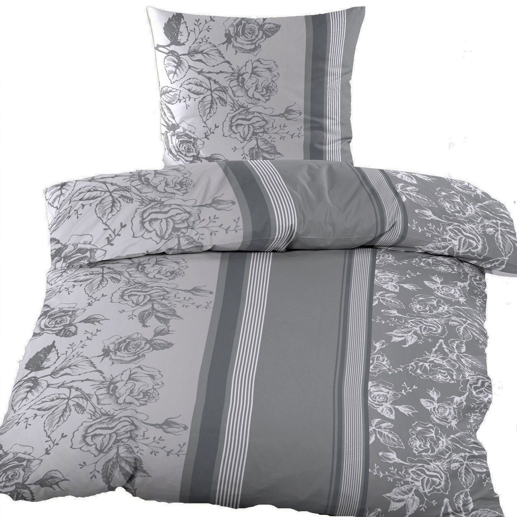 KH-Haushaltshandel Bettwäsche 2-tlg. Baumwoll Biber Winter Bettwäsche 135x2 günstig online kaufen