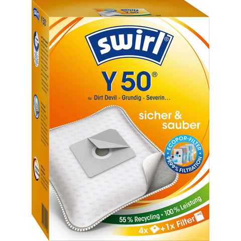 Swirl Staubsaugerbeutel Y 50 für Dirt Devil, Progress, Samsung und Fakir, 4er- Pack