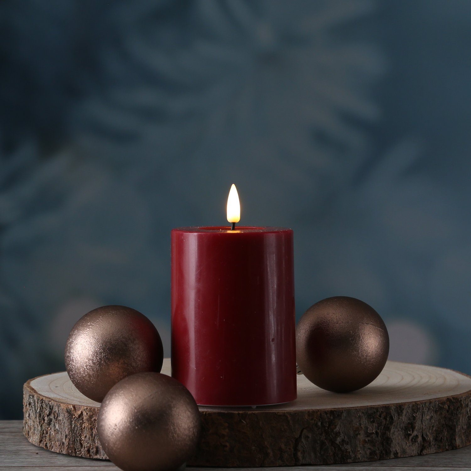 Deluxe Homeart LED-Kerze Mia Echtwachs Wachsspiegel flackernd H: 10cm D: 7, günstig online kaufen