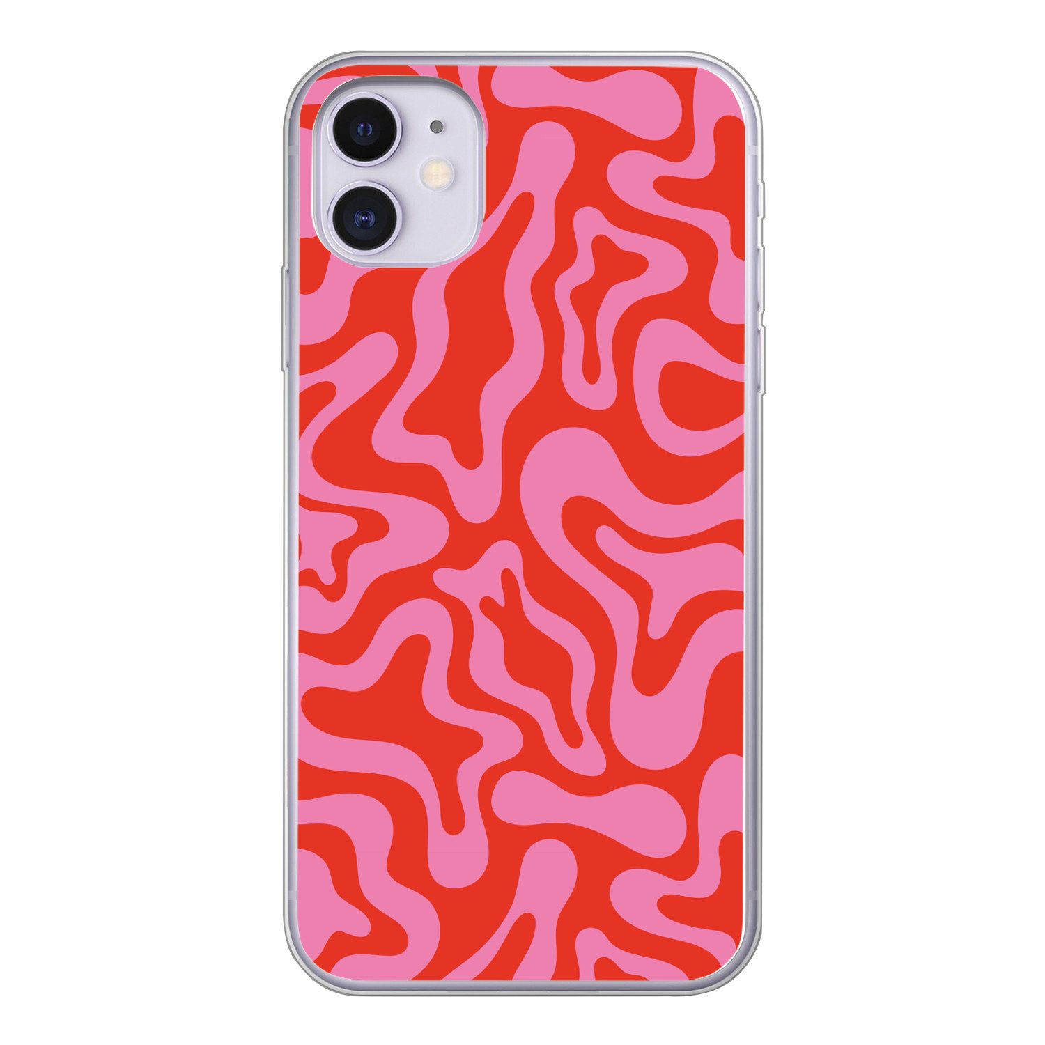 MuchoWow Handyhülle für Apple iPhone 11 Abstrakt - Muster - Rot - Rosa - Minimalistisch, Smartphone-Bumper, Print, Handy Schutzhülle Dünn