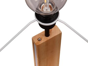 meineWunschleuchte LED Stehlampe, Dimmfunktion, LED fest integriert, LED wechselbar, Warmweiß, ausgefallen-e moderne mit Holz & Stoff Lampenschirm für Ecke, H: 150cm