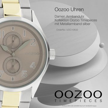 OOZOO Quarzuhr Oozoo Damen Armbanduhr Timepieces Analog, (Analoguhr), Damenuhr rund, groß (ca. 42mm) Metallarmband silber, gold