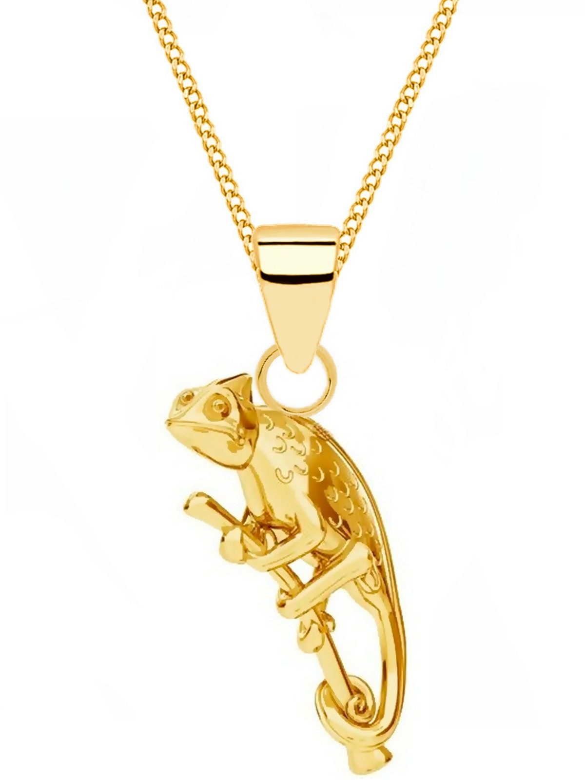 Goldene Hufeisen Kette mit Anhänger von der Natur inspiriert - Chamäleon Halskette Gold Anhänger, 925 Sterling Silber Goldschmuck für Damen