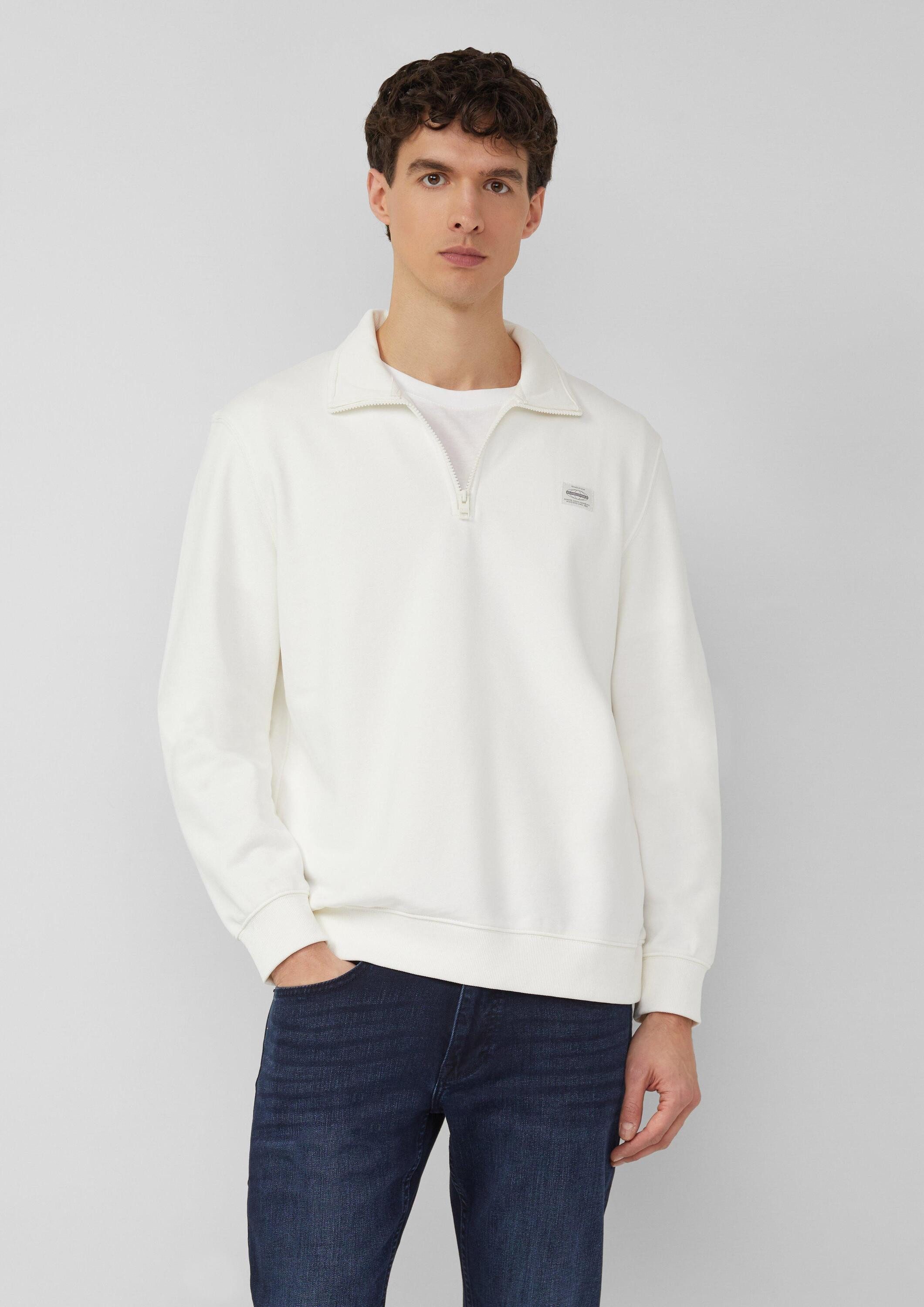 s.Oliver Sweatshirt Sweatshirt Sweatshirt mit Troyer-Kragen und Logo-Patch