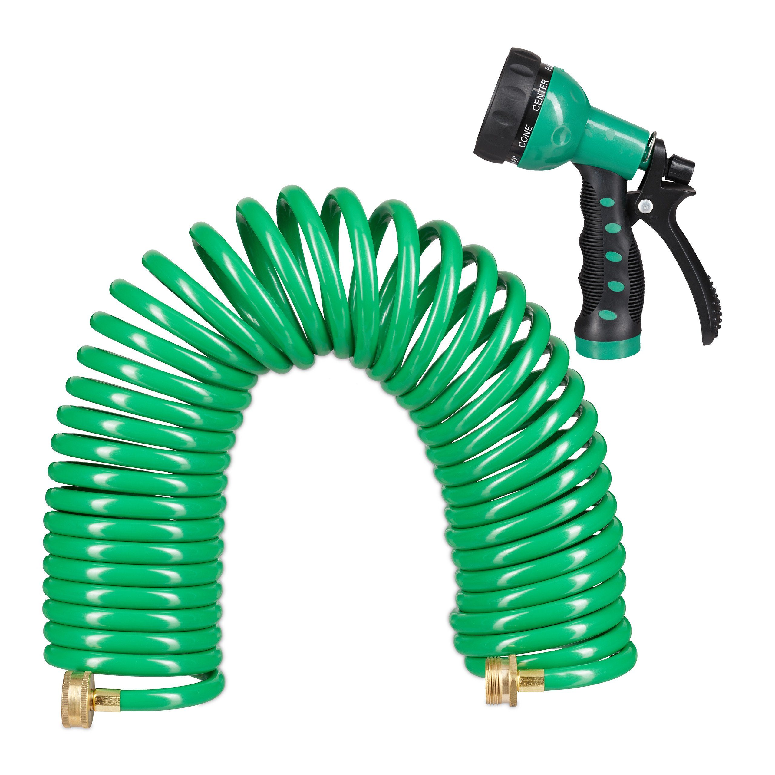 relaxdays Spiralschlauch Wasser Spiralschlauch mit Brause 10 m