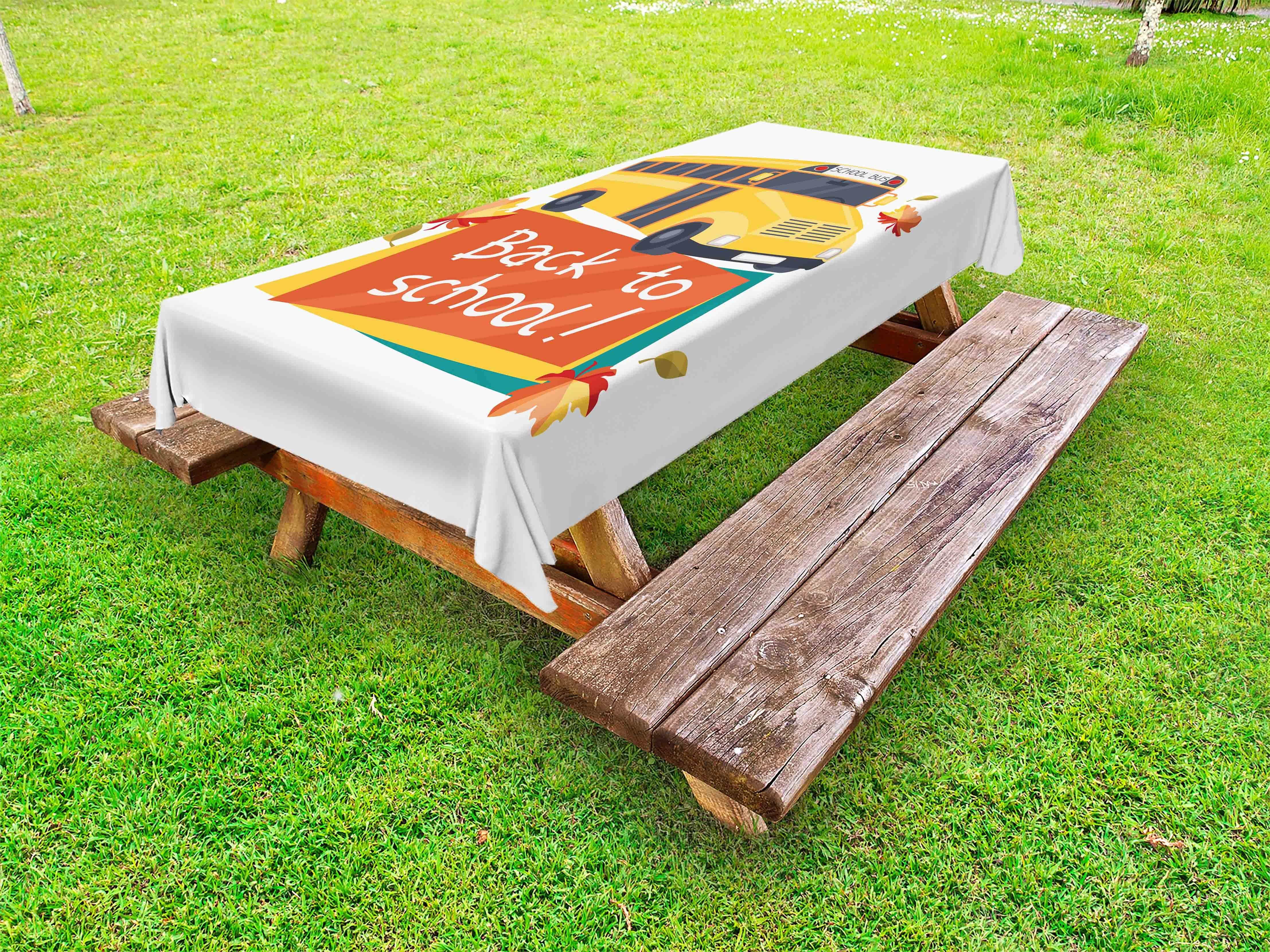 Abakuhaus Tischdecke dekorative waschbare Thema Back Picknick-Tischdecke, School to Schulbus