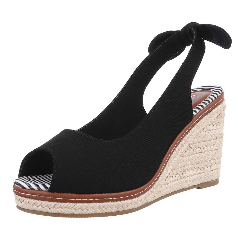Ital-Design Stylische Wedges mit Komfort und Stil Peeptoepumps (89322675) Keilabsatz/Wedge Keilsandaletten in Schwarz